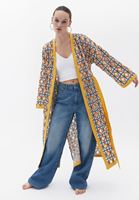 Bayan Çok Renkli Kemerli Loose-Fit Kimono