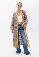 Bayan Çok Renkli Kemerli Loose-Fit Kimono