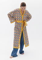 Bayan Çok Renkli Kemerli Loose-Fit Kimono