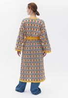 Bayan Çok Renkli Kemerli Loose-Fit Kimono