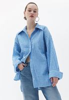Bayan Çok Renkli Pamuklu Oversize Gömlek