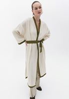 Women Cream Loose Fit Kimono with Belt