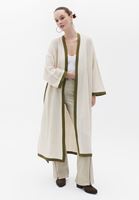 Women Cream Loose Fit Kimono with Belt