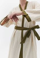 Women Cream Loose Fit Kimono with Belt