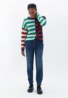 Women Mixed Loose Fit Striped Sweater