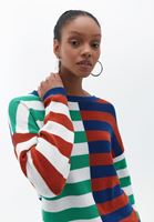 Women Mixed Loose Fit Striped Sweater