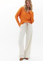 Women Cream Mid Rise Wide Leg Pants