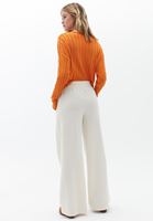 Women Cream Mid Rise Wide Leg Pants