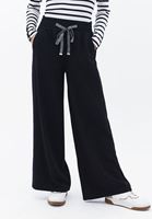 Women Black Mid Rise Wide Leg Pants