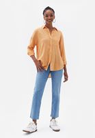 Women Orange Oversize Shirt with Pocket