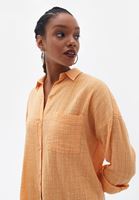 Women Orange Oversize Shirt with Pocket