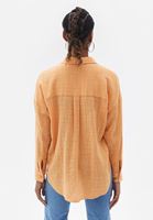 Women Orange Oversize Shirt with Pocket