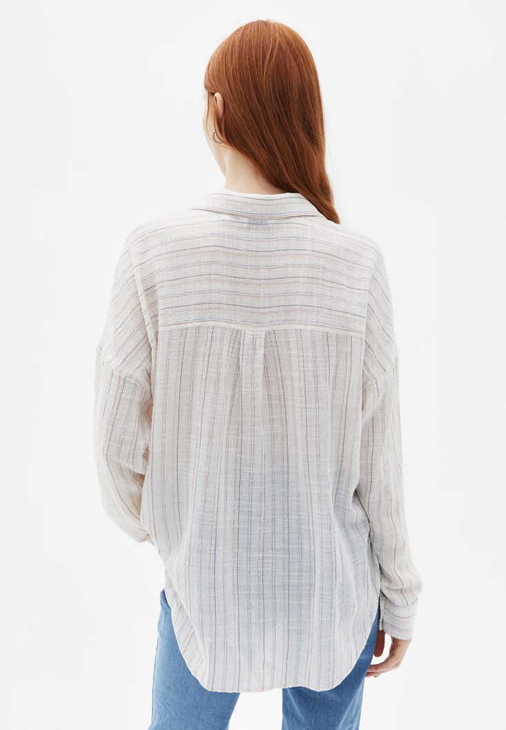 Women Mixed Oversize Shirt with Pocket