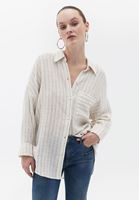 Women Mixed Oversize Shirt with Pocket