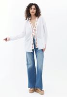 Women White Blouse with Tie-up Detail