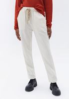 Women Cream High Rise Carrot Fit Pants