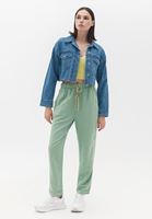 Women Green High Rise Carrot Fit Pants