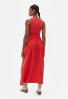 Women Red High Rise Maxi Dress