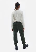 Women Khaki Cargo Pants with Belt Detail