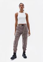 Women Beige Cargo Pants with Belt Detail