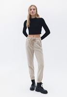 Women Beige High Rise Jogger Pants