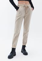 Women Beige High Rise Jogger Pants