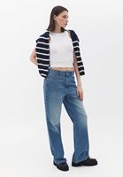 Women Blue High Rise Wide Leg Denim Pants