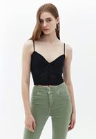 Tül Bralet ve Bootcut Pantolon Kombini