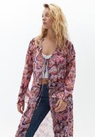 Women Mixed Loose Fit Kimono with Tie Up Detail