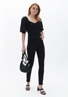 Women Black Knitwear with Puff Sleeves