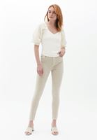 Women Beige Knitwear with Puff Sleeves