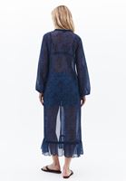 Women Mixed Tulle Kimono with Button Detail