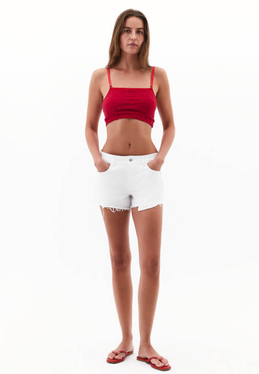 Askılı Crop ve Pantolon Kombini