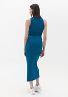 Women Blue Midi Skirt with Slit Detail