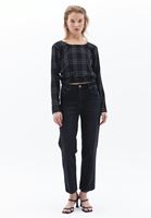 Bayan Siyah Sırt Detaylı Crop Bluz
