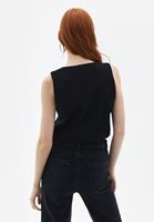 Women Black Crop Waistcoat with Buttons