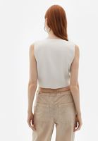 Women Beige Crop Waistcoat with Buttons