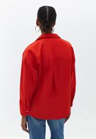 Women Red Cotton Loose Fit Shirt