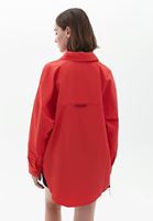 Women Red Oversize Shirt with Pocket