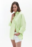 Women Green Oversize Shirt with Pocket