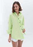 Women Green Oversize Shirt with Pocket