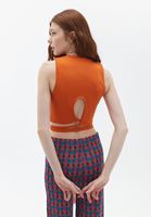 Women Orange Crop Singlet with Back Detail