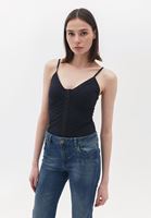 Women Black Bodysuit with Thin Straps