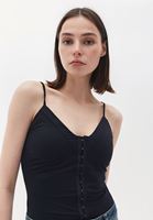 Women Black Bodysuit with Thin Straps