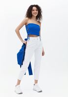 Bayan Mavi Askısız Crop Top