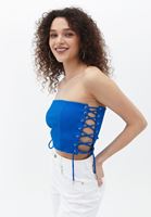 Bayan Mavi Askısız Crop Top