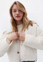 Women Cream Padded Crop Jacket