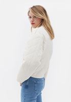 Women Cream Padded Crop Jacket