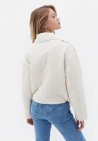 Women Cream Padded Crop Jacket