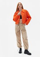 Women Orange Padded Crop Jacket